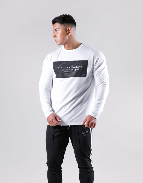 Stone Patch Stretch Long Sleeve Tee - White