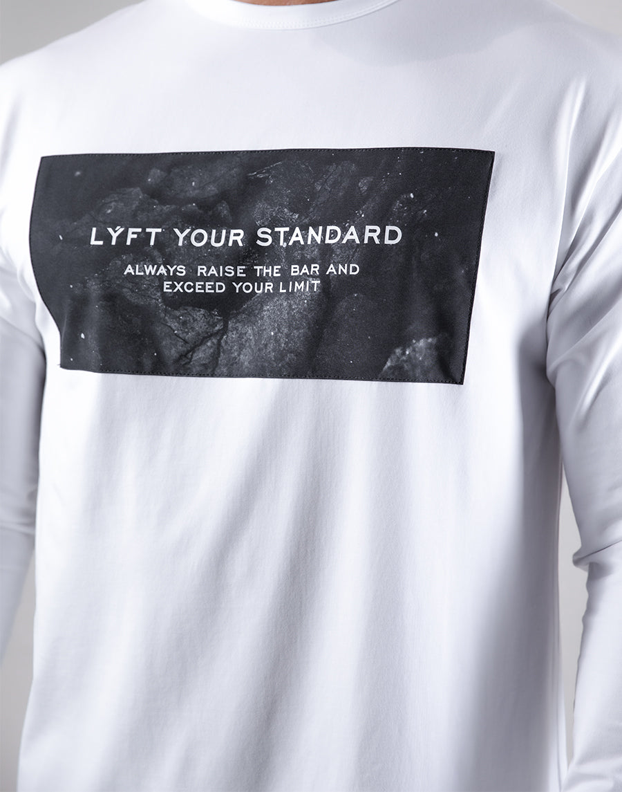Stone Patch Stretch Long Sleeve Tee - White