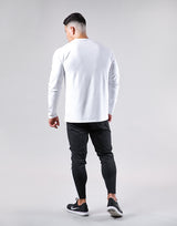Stone Patch Stretch Long Sleeve Tee - White