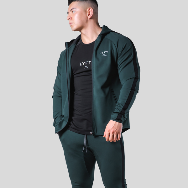 One Line Stretch Zip-Up Hoodie - Green – LÝFT