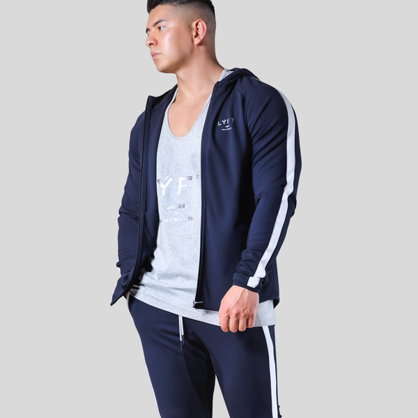 One Line Stretch Zip-Up Hoodie - Navy – LÝFT