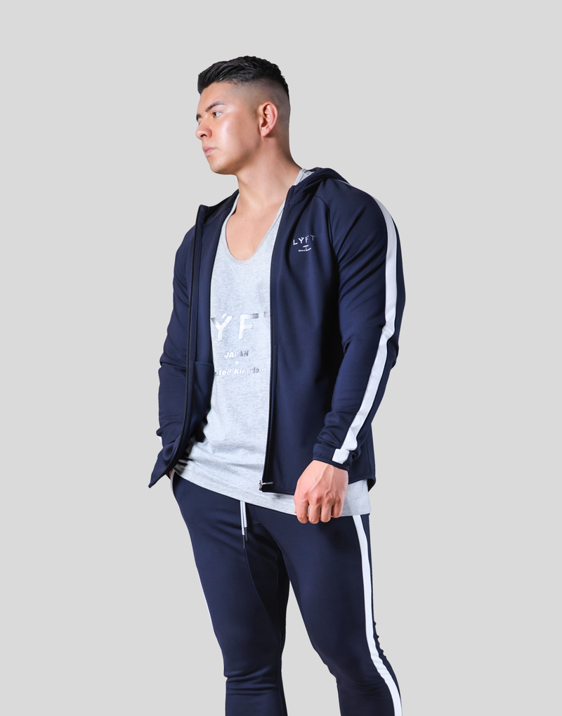 One Line Stretch Zip-Up Hoodie - Navy