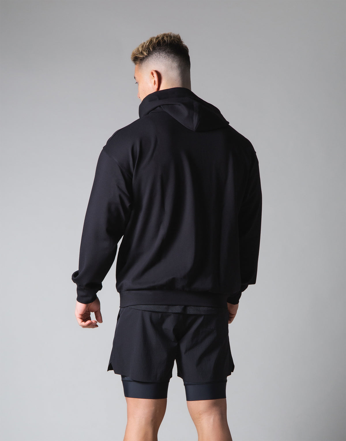 2 way Stretch Utility Pullover Hoodie - Black