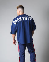 <transcy>London Punk Big T-Shirt "Wide Shoulder" --Navy</transcy>