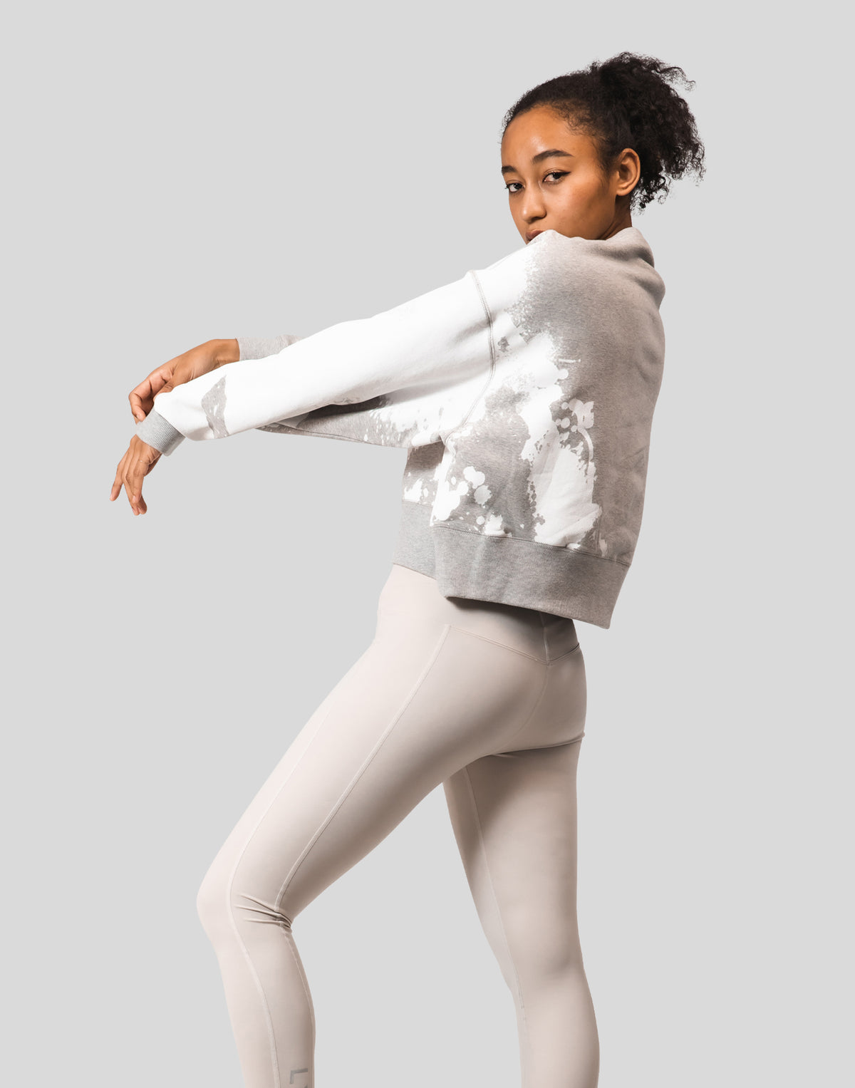 Splash Cropped Crewneck Sweat - Grey
