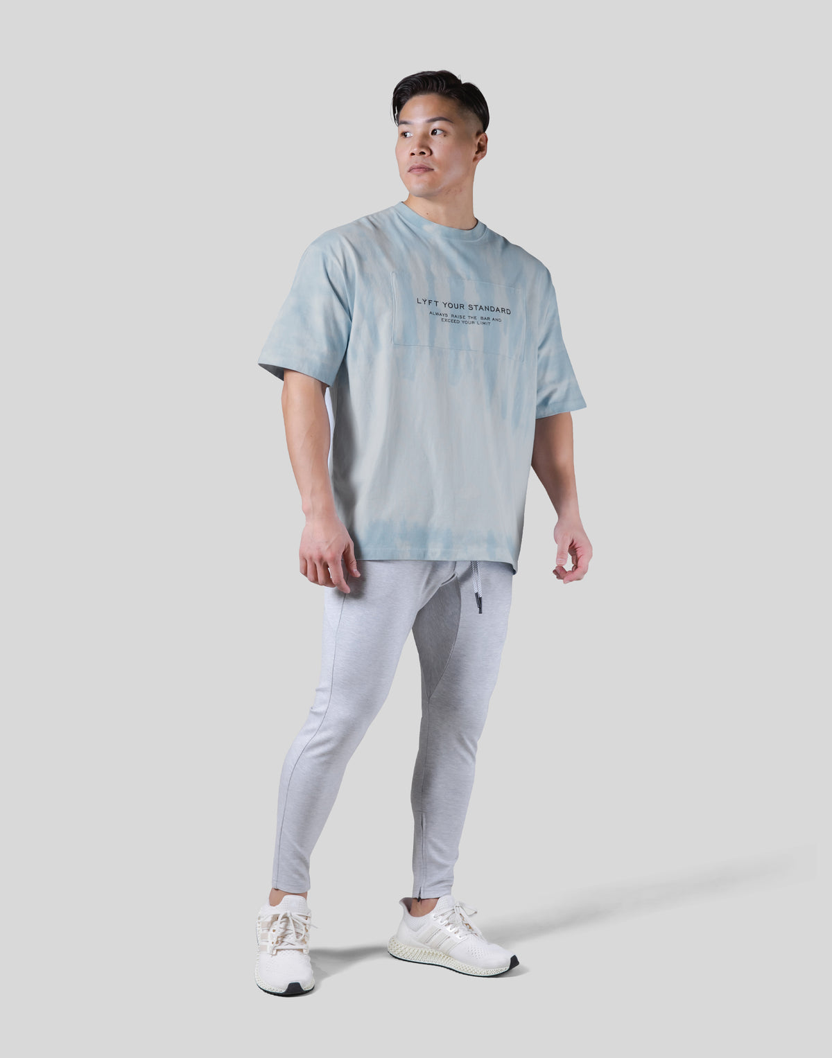 Tie Dye Box Patch Big T-Shirt - Light Blue