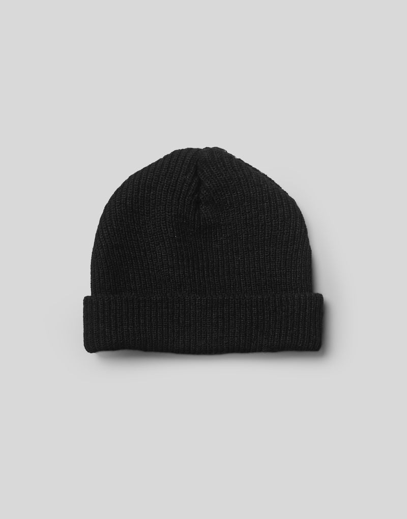 Woven Label Knit Cap - Black