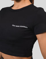 Message Ring Cropped T-Shirt - Black