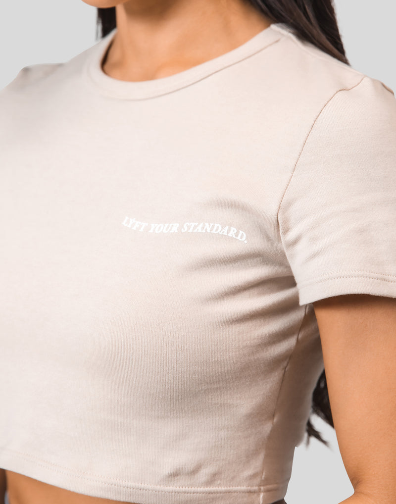 Message Ring Cropped T-Shirt - Beige
