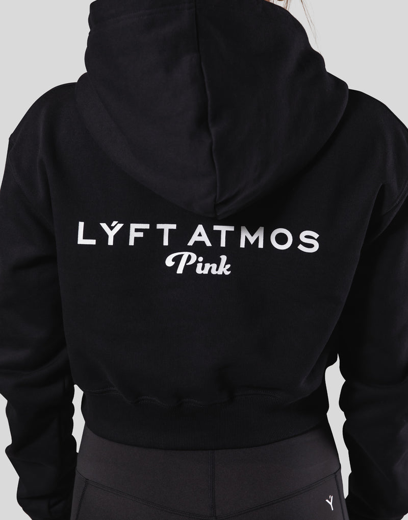 LÝFT × atmos pink Cropped Logo Hoodie - Black