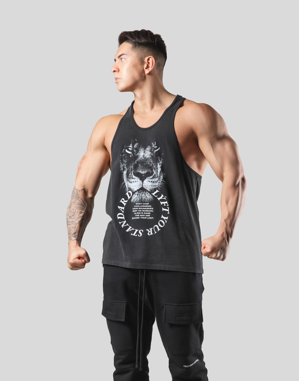 Lion Ring Vintage Training Tanktop - Black