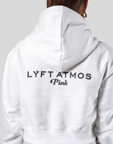LÝFT × atmos pink Cropped Logo Hoodie - White