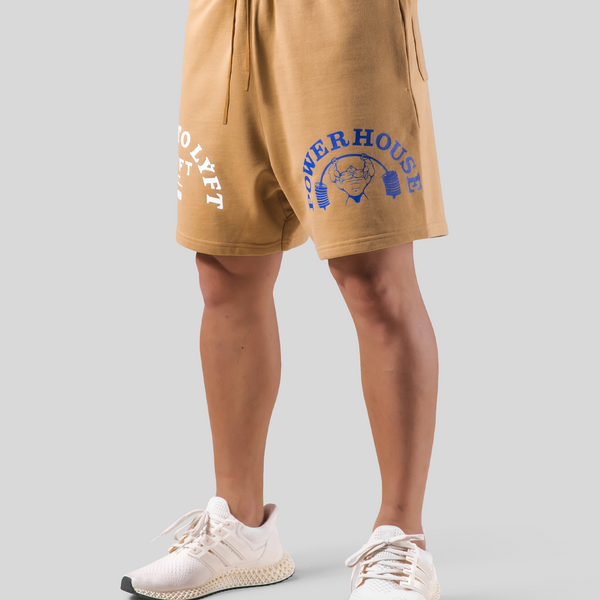 LÝFT × Power House Gym Sweat Shorts - Beige