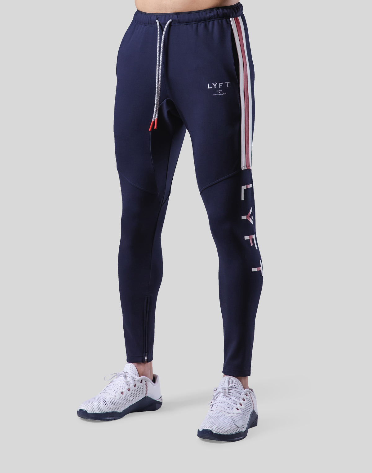 Stripe Logo Half Cut 3 Line Pants - Navy