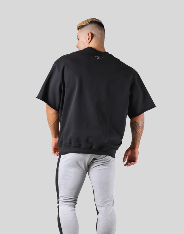 Neck Paint Sweat Big T-Shirt - Black