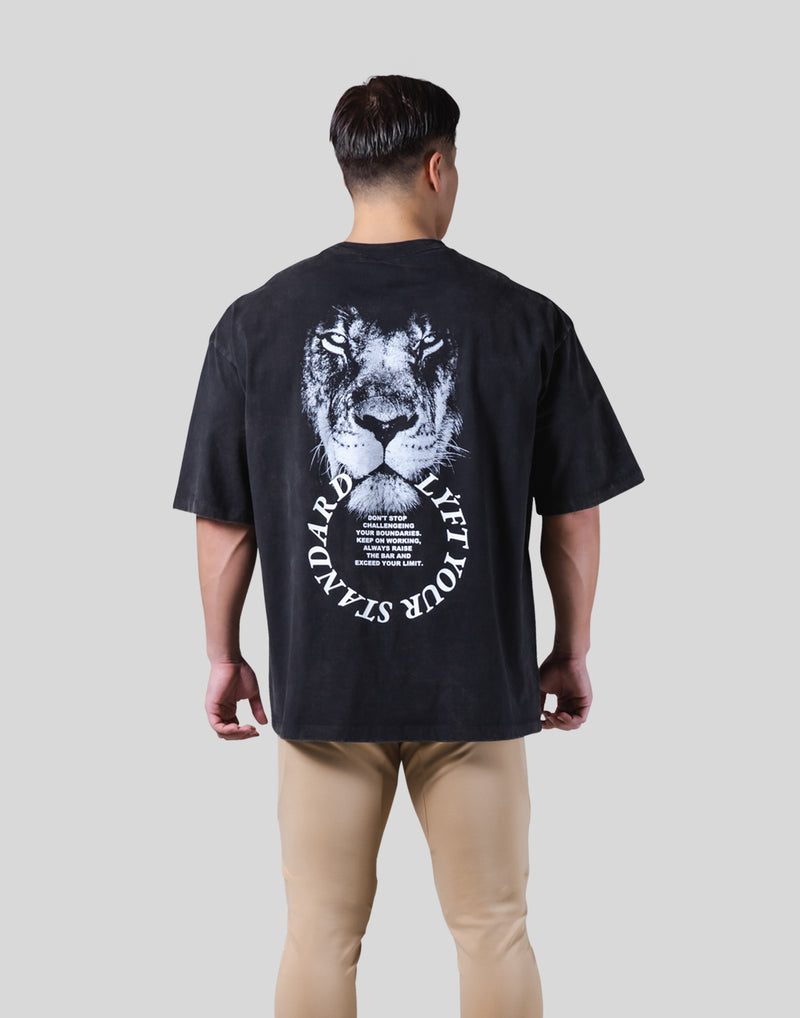 Lion Ring Vintage Big T-Shirt - Black
