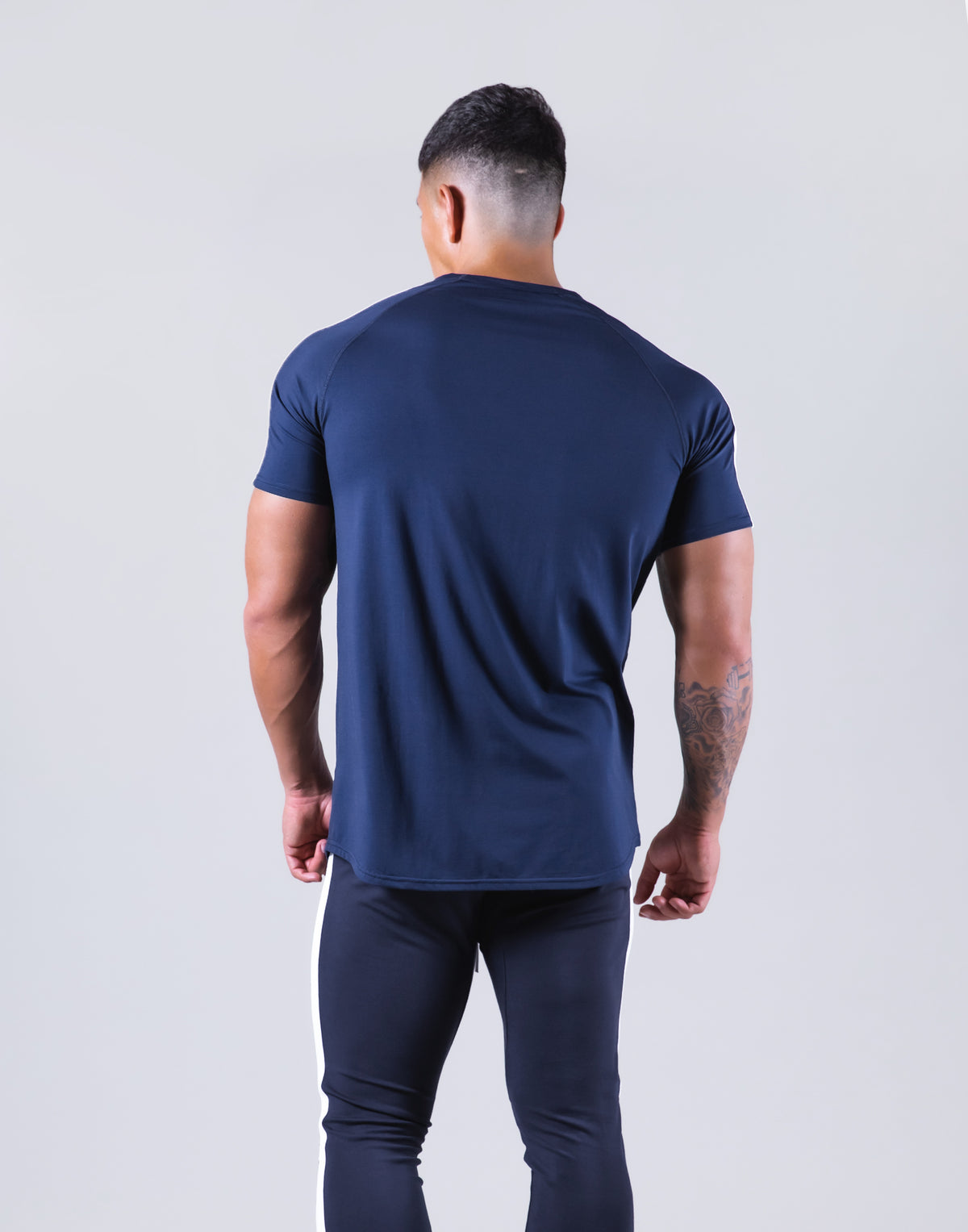 Slim Fit 2 Line T-Shirt - Navy/White