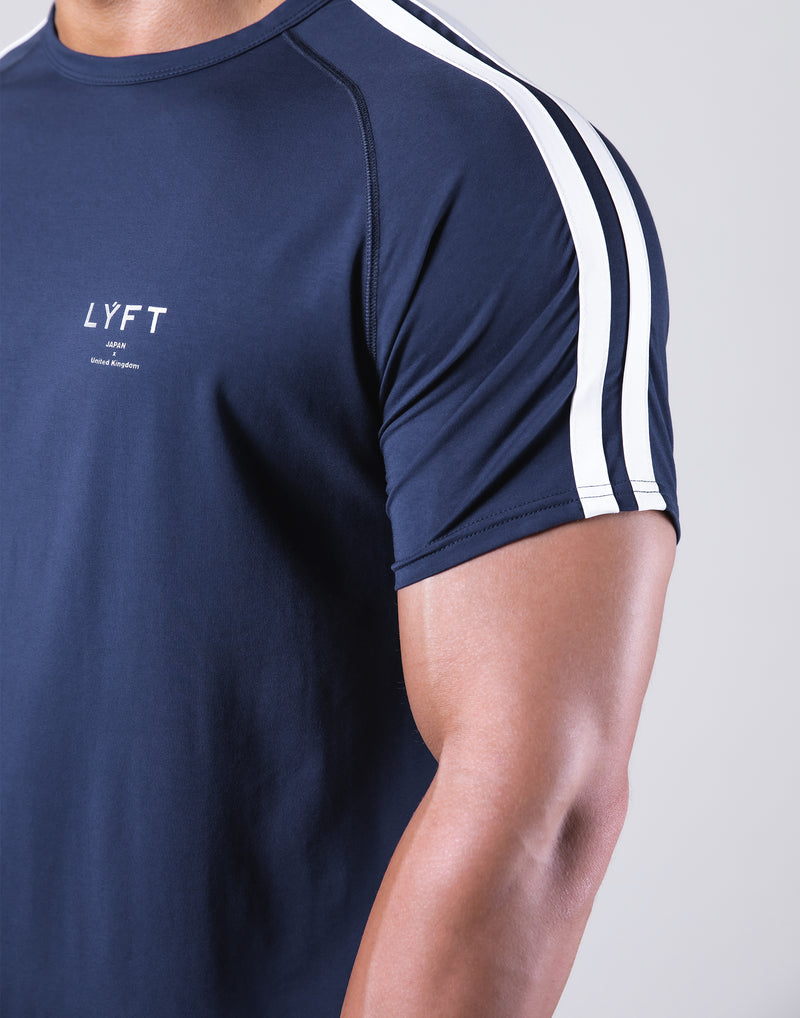 LYFT Slim Fit 2 Line Mesh T-Shirt - Navy – LÝFT
