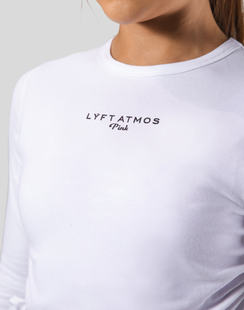 LÝFT × atmos pink Shirring Logo Tops - White