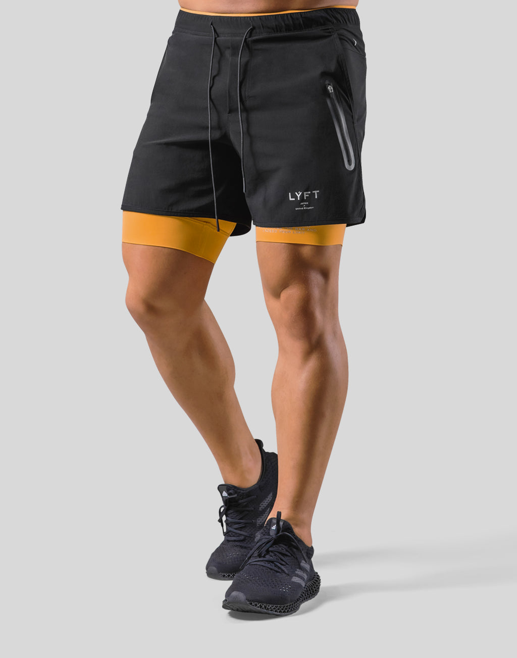 2-Way Active Shorts / With Leggings 2 - Black/Yellow – LÝFT