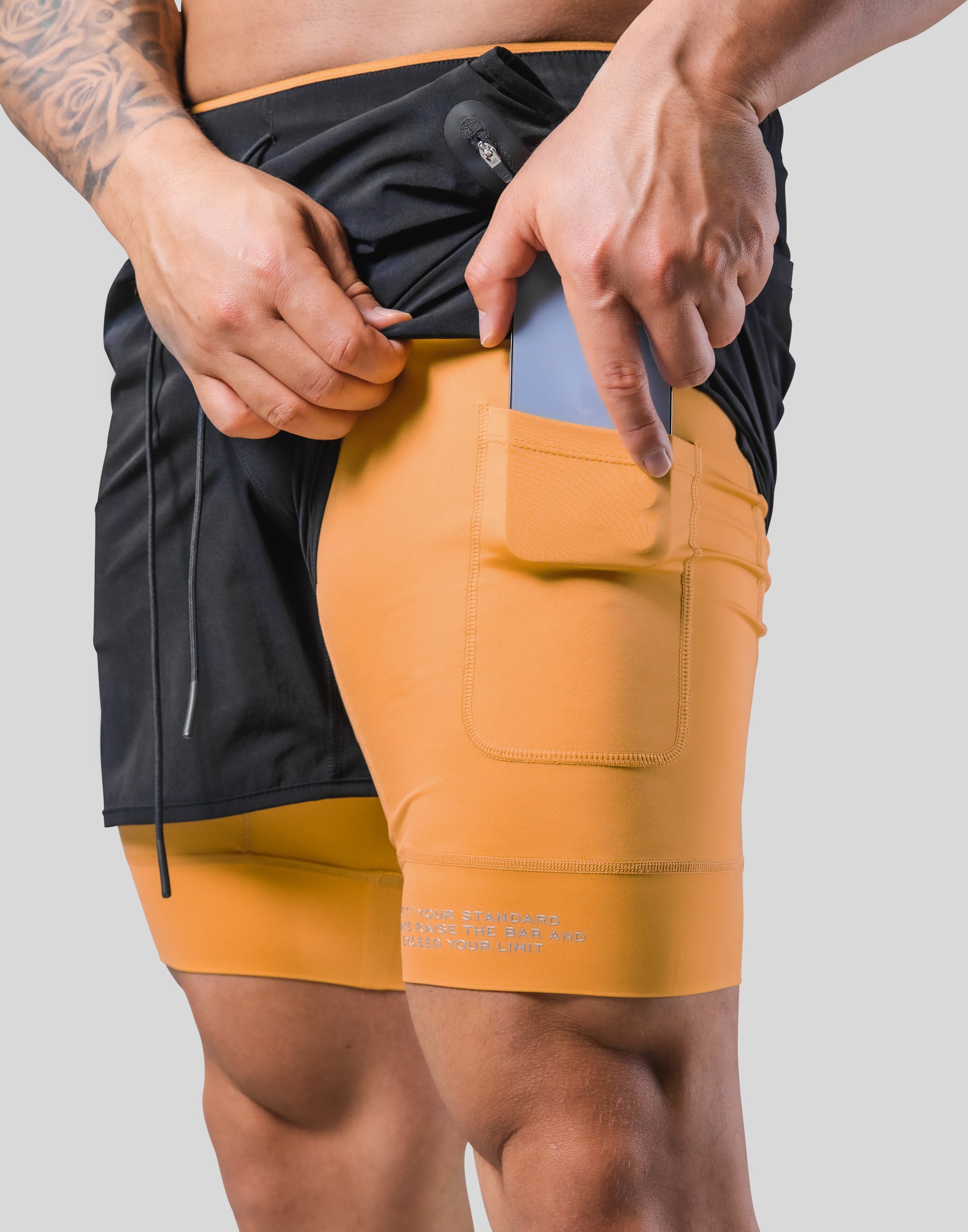 2-Way Active Shorts / With Leggings 2 - Black/Yellow – LÝFT