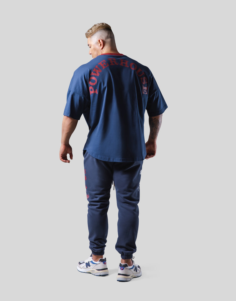 LÝFT × Power House Gym Logo Wide Shoulder Big T-Shirt - Navy