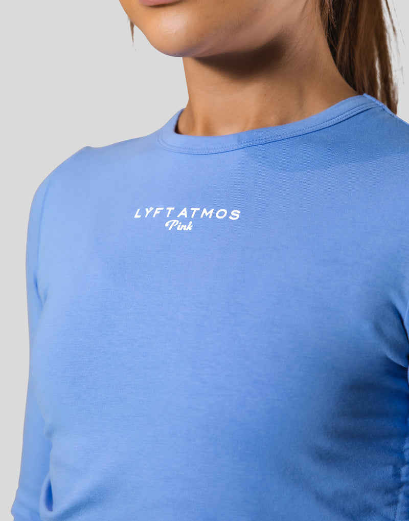 LÝFT × atmos pink Shirring Logo Tops - Blue