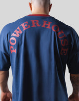 LÝFT × Power House Gym Logo Wide Shoulder Big T-Shirt - Navy