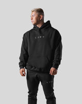 Logo Stitch Oversize Sweat Hoodie - Black