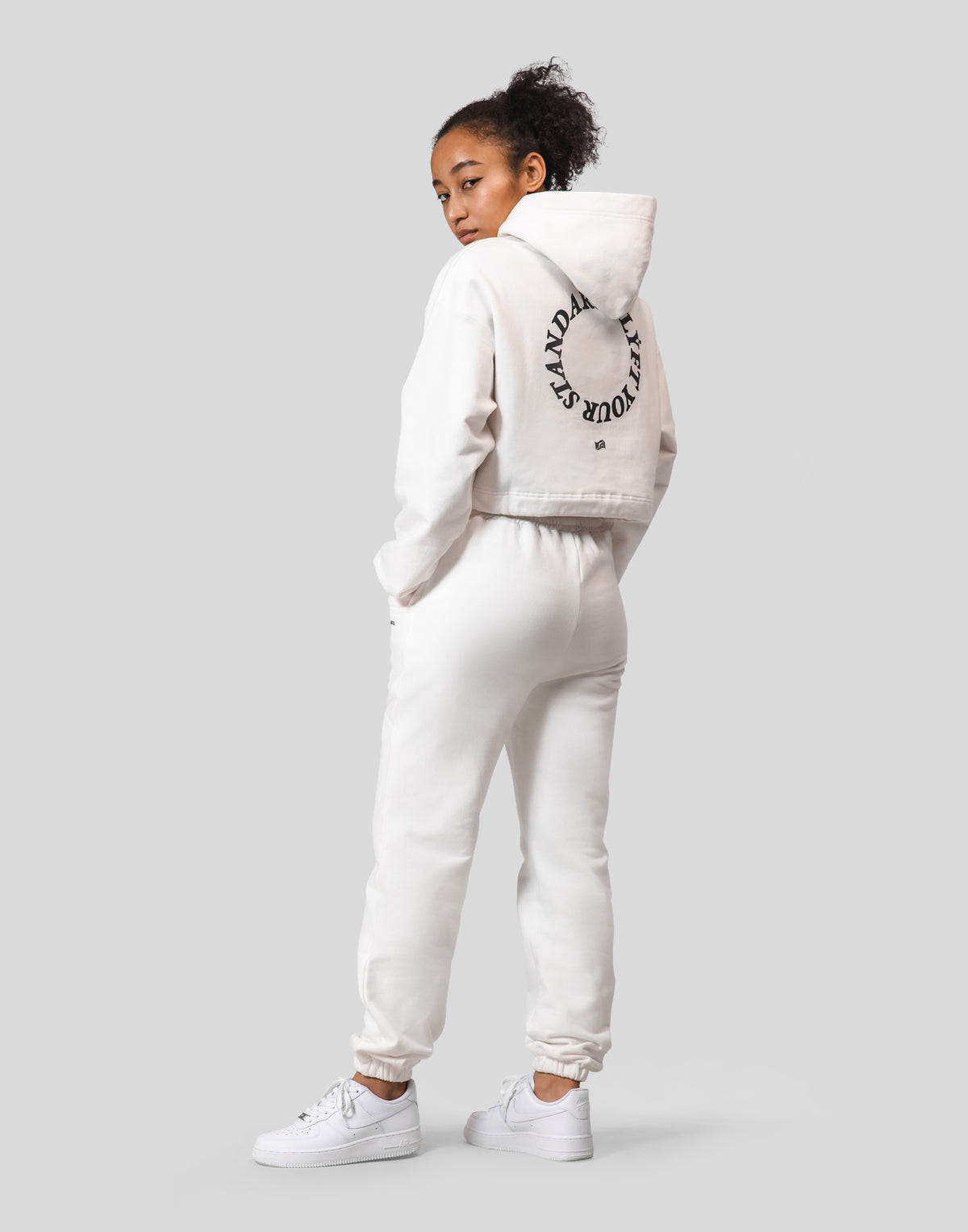 Message Ring Cropped Hoodie - White