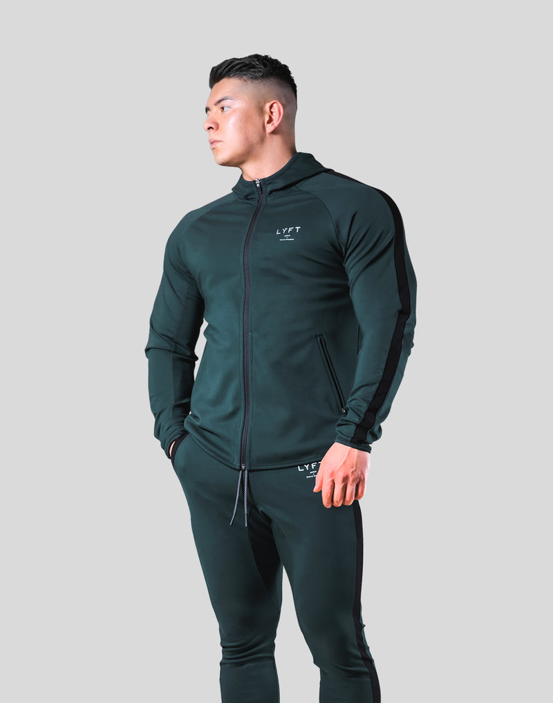 One Line Stretch Zip-Up Hoodie - Green