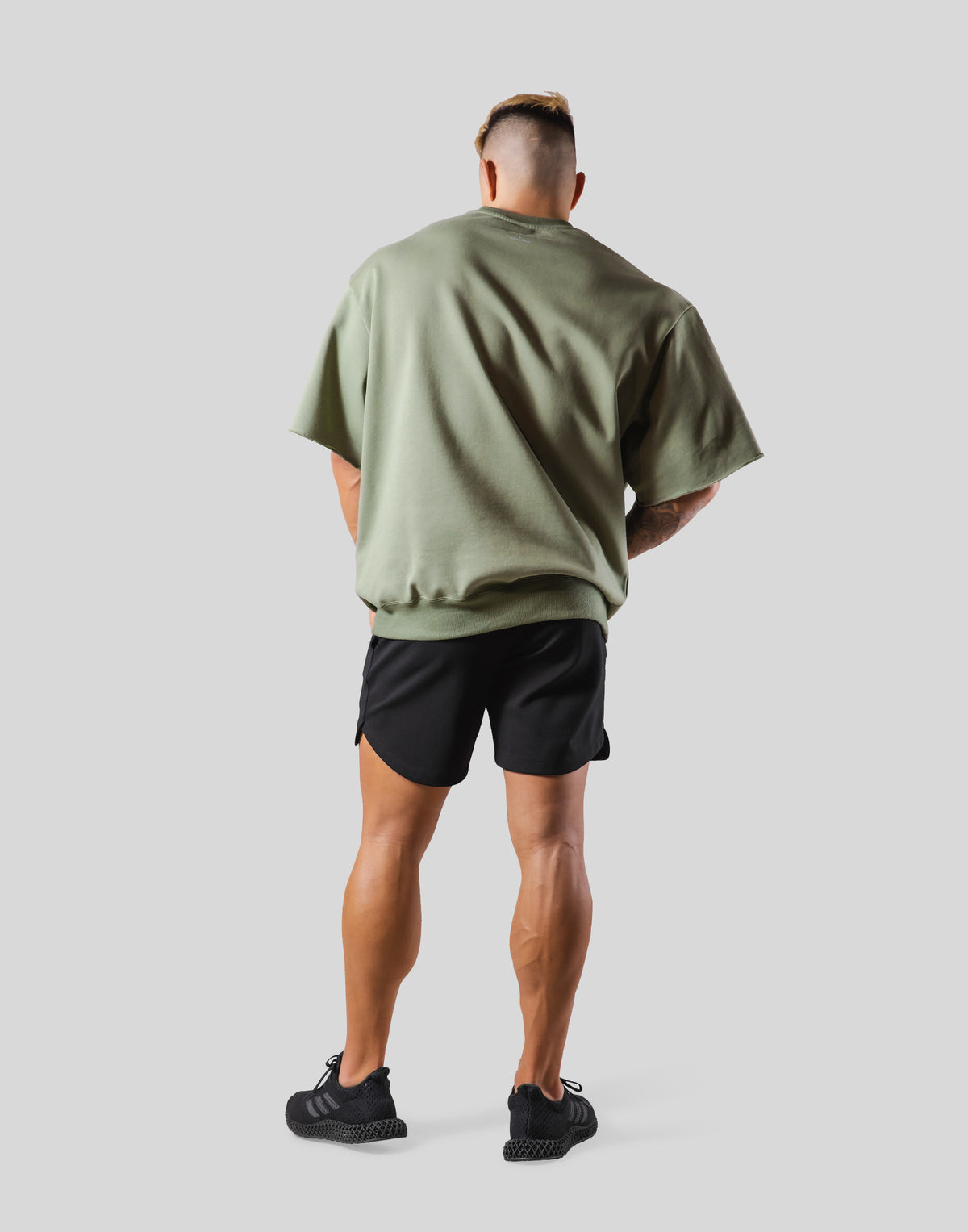 Neck Paint Sweat Big T-Shirt - Olive