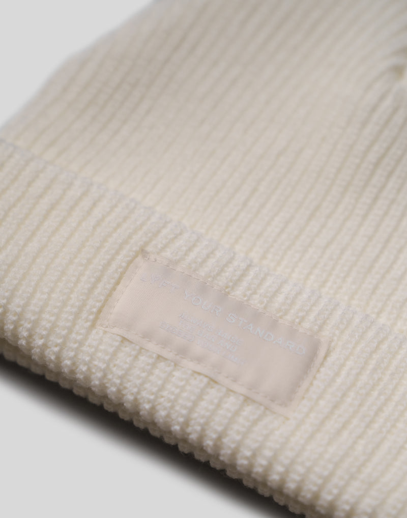 Woven Label Knit Cap - White
