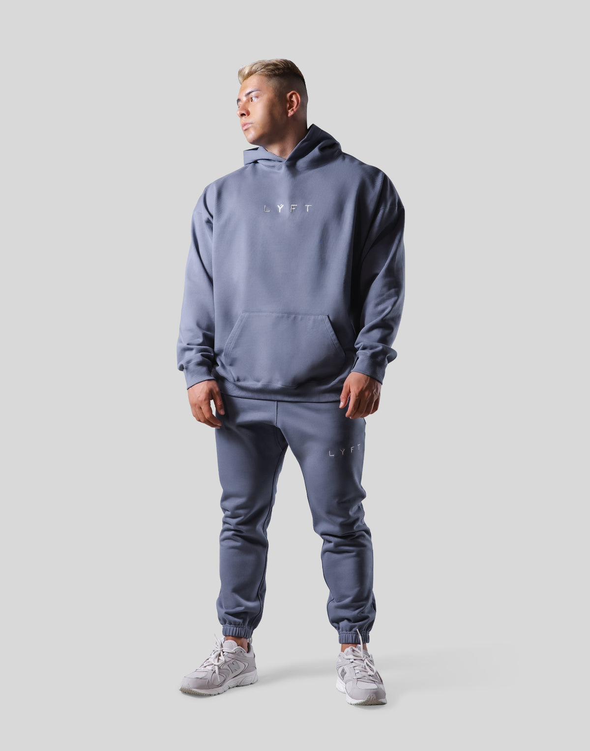 Logo Stitch Oversize Sweat Hoodie - L.Navy