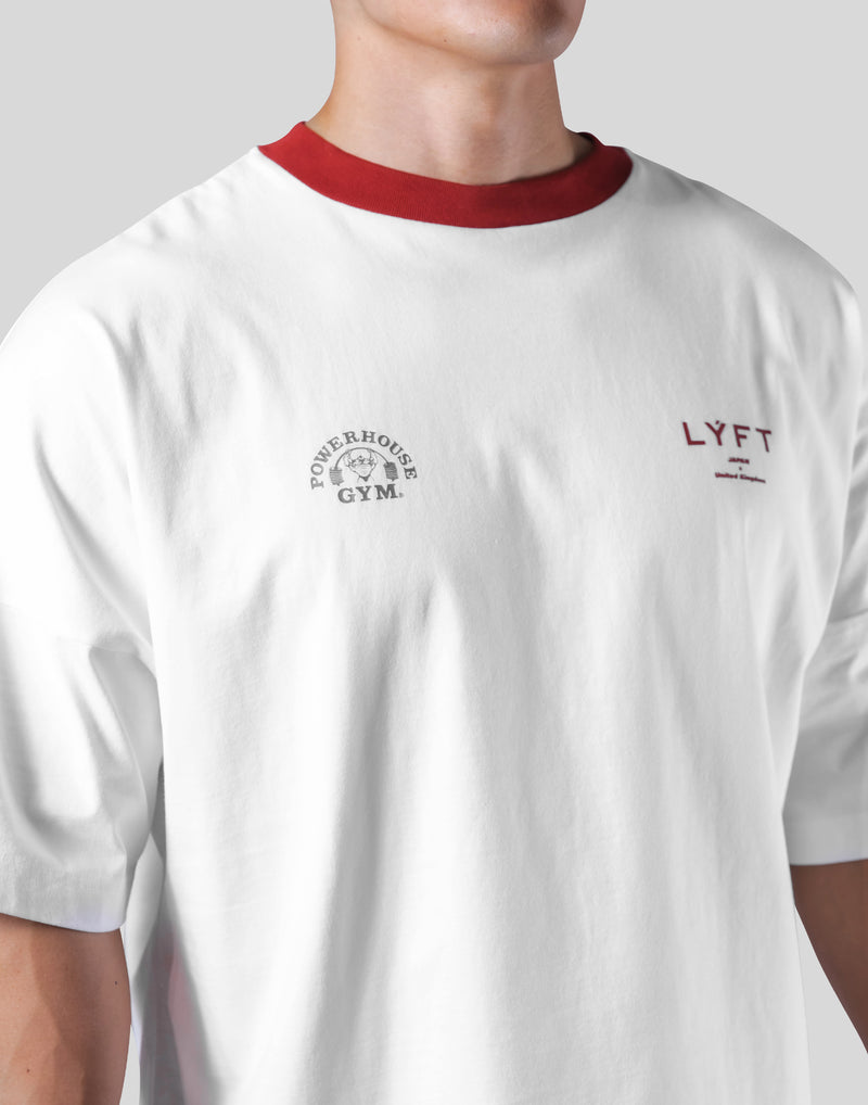 LÝFT × Power House Gym Logo Wide Shoulder Big T-Shirt - White
