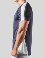 Side Mesh Stretch T-Shirt - Navy