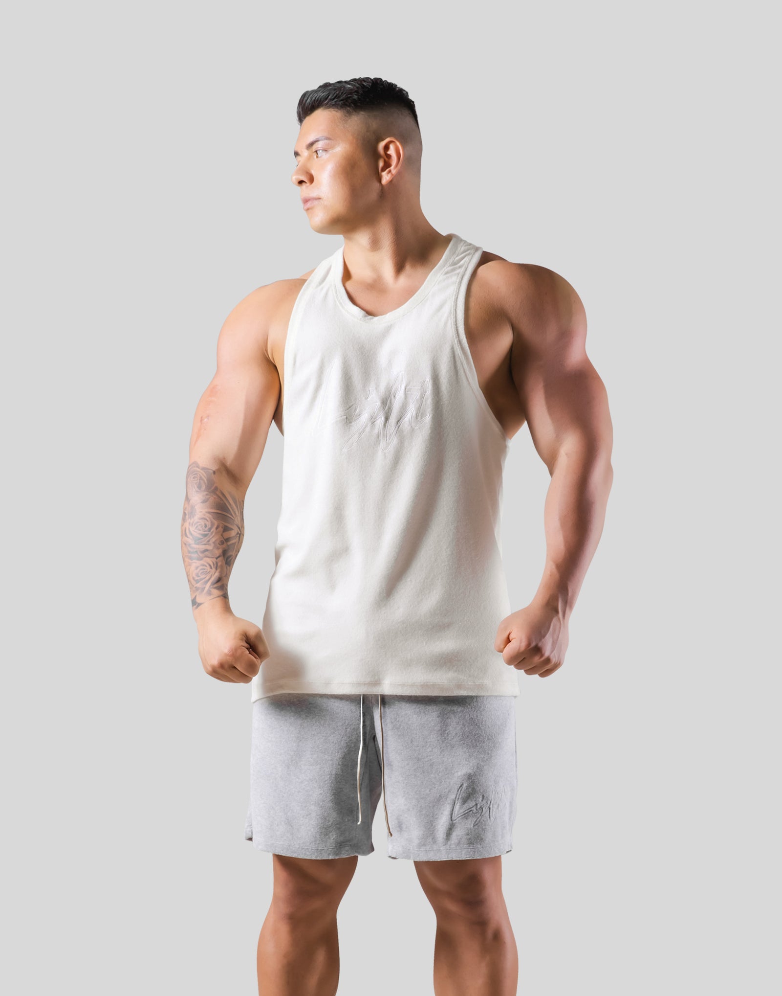 LYFT パイル生地　タンクトップショーツセット売り Script Logo Pile Tanktop - White – LÝFT