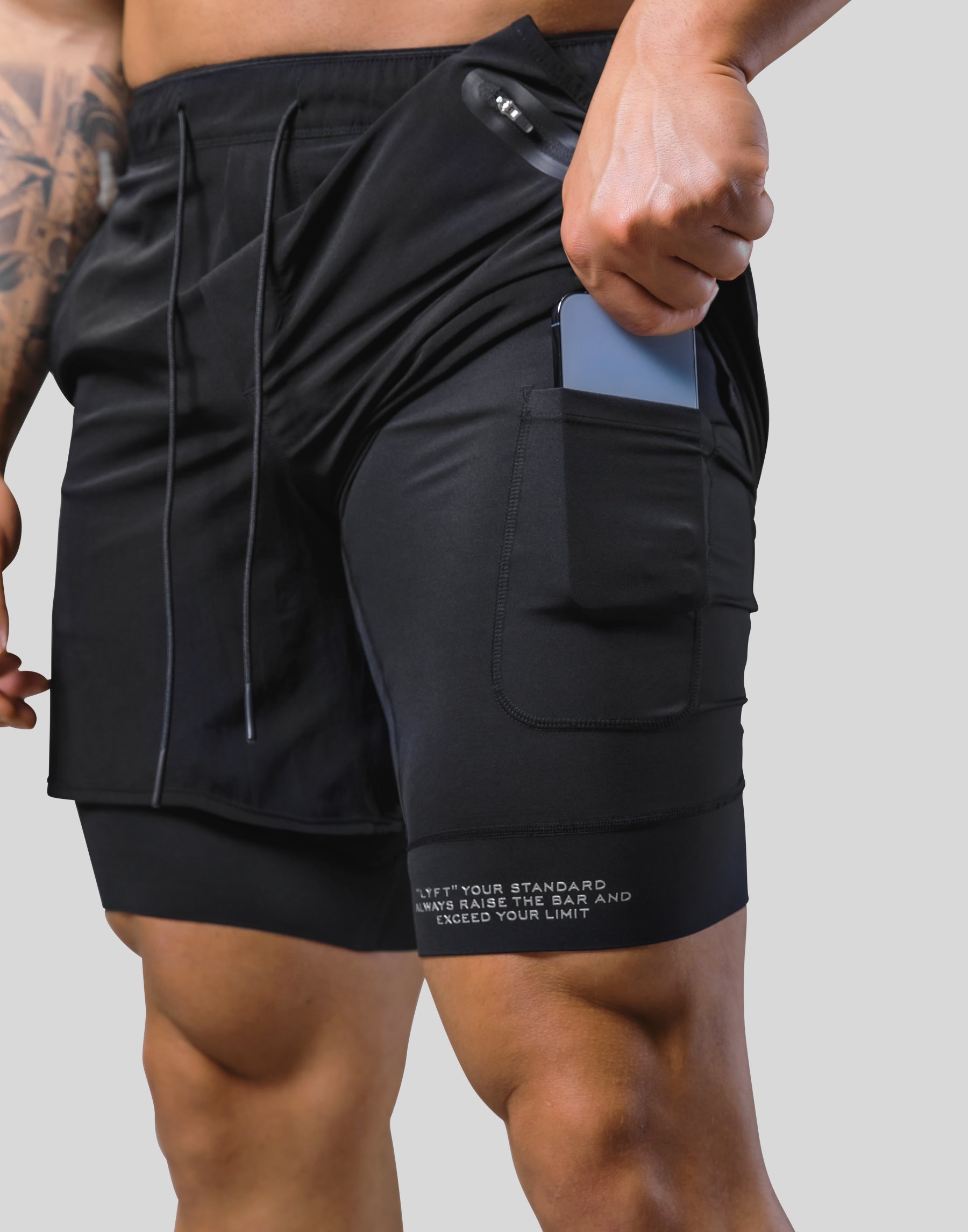 2Way Active Shorts / With Leggings 2 - Black – LÝFT