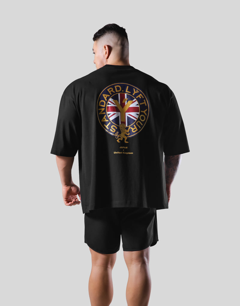 Back Gold Emblem Extra Big T-Shirt - Black