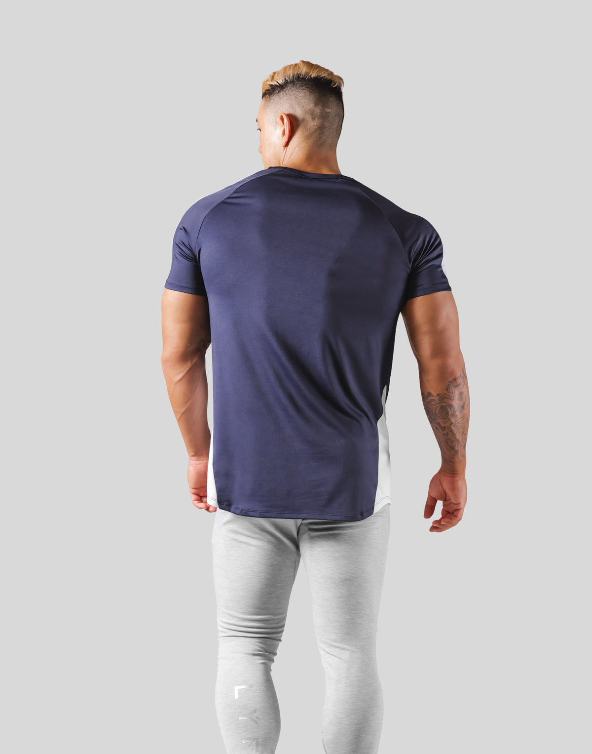 Side Mesh Stretch T-Shirt - Navy