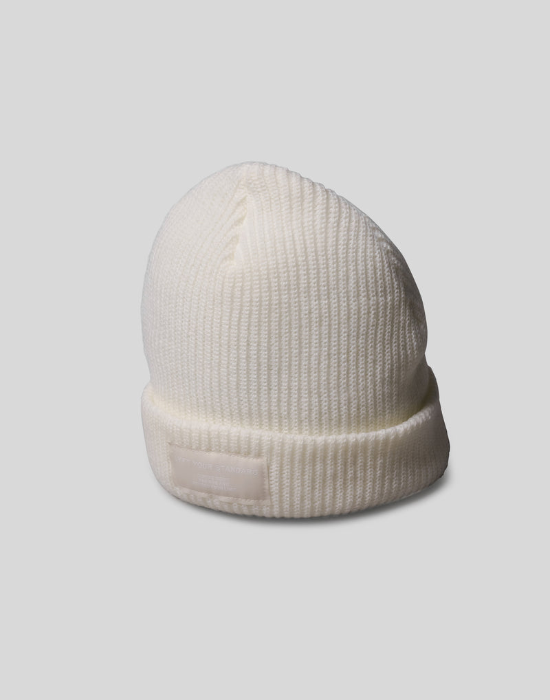 Woven Label Knit Cap - White