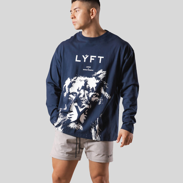 【新品販売】LYFT ゴールドエンブレム ロングTシャツ ネイビー Lサイズ トップス