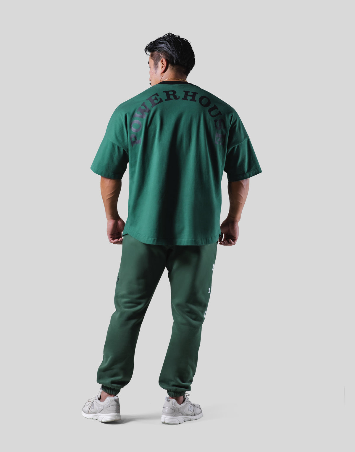 LÝFT × Power House Gym Logo Wide Shoulder Big T-Shirt - Green