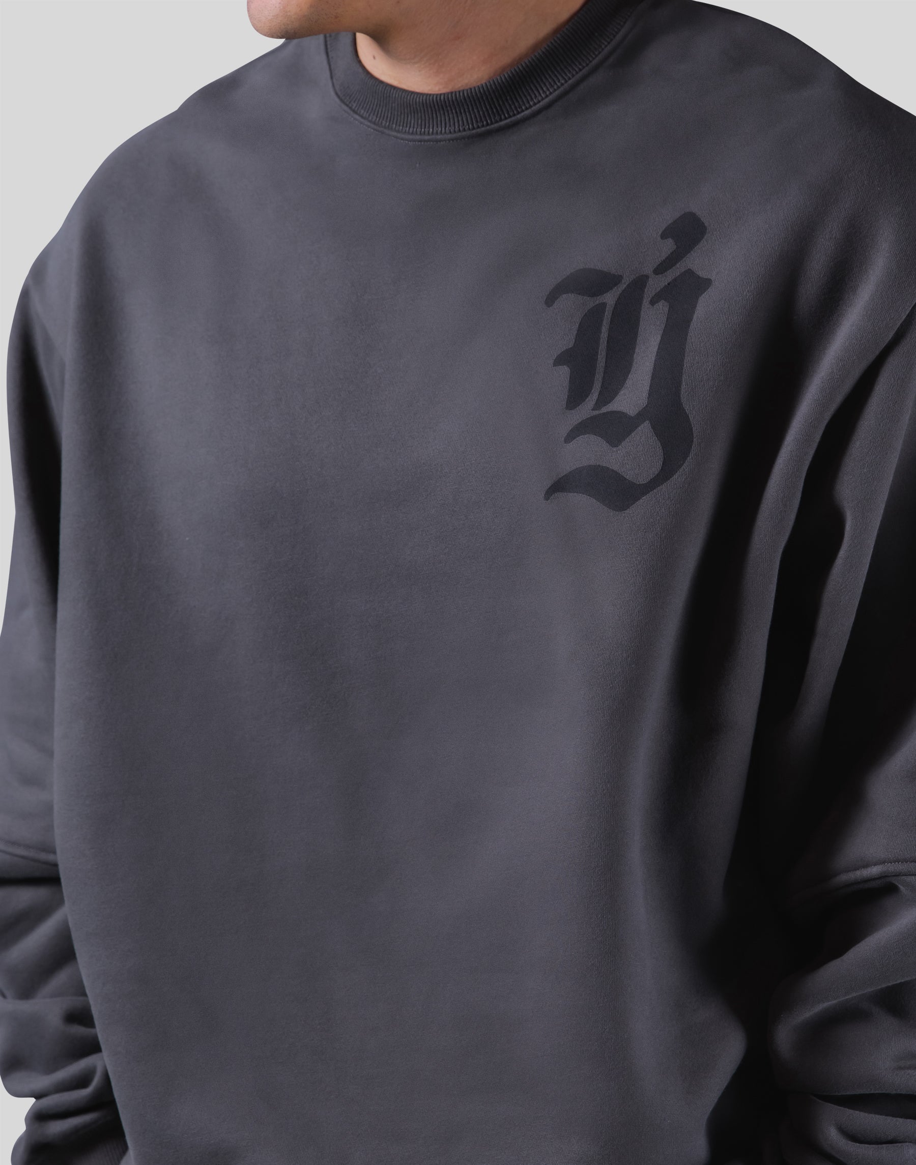 Old English Extra Wide Crewneck Sweat - Ash – LÝFT