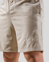 Script Logo Pile Shorts - Beige