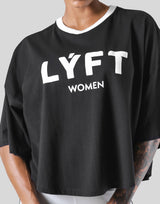 LÝFT Club Wide Cropped T-Shirt - Black
