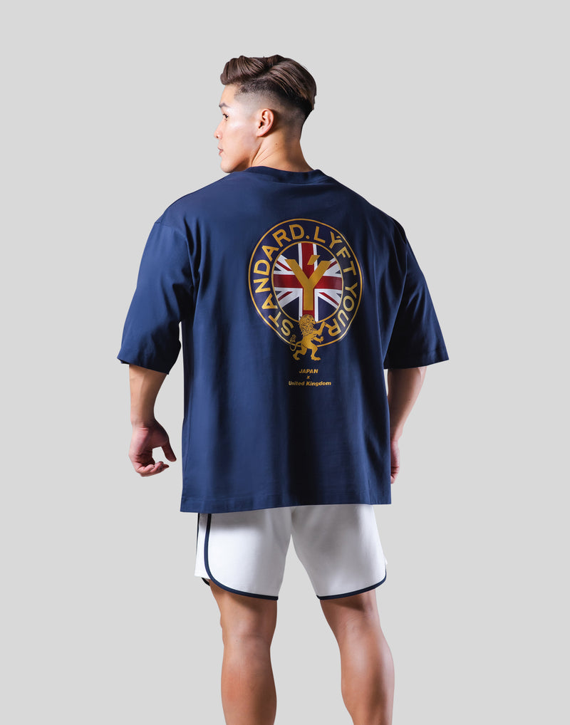 Back Gold Emblem Extra Big T-Shirt - Navy