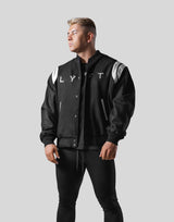 Round Shoulder Stadium Jacket - Black