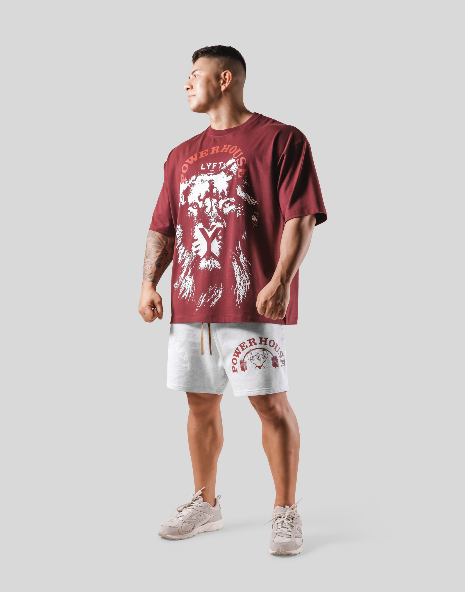 LÝFT × Power House Gym Lion Big T-Shirt - Red LÝFT × Power House Gym Lion Big T-Shirt - Red