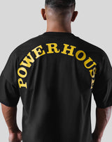 LÝFT × Power House Gym Logo Wide Shoulder Big T-Shirt - Black